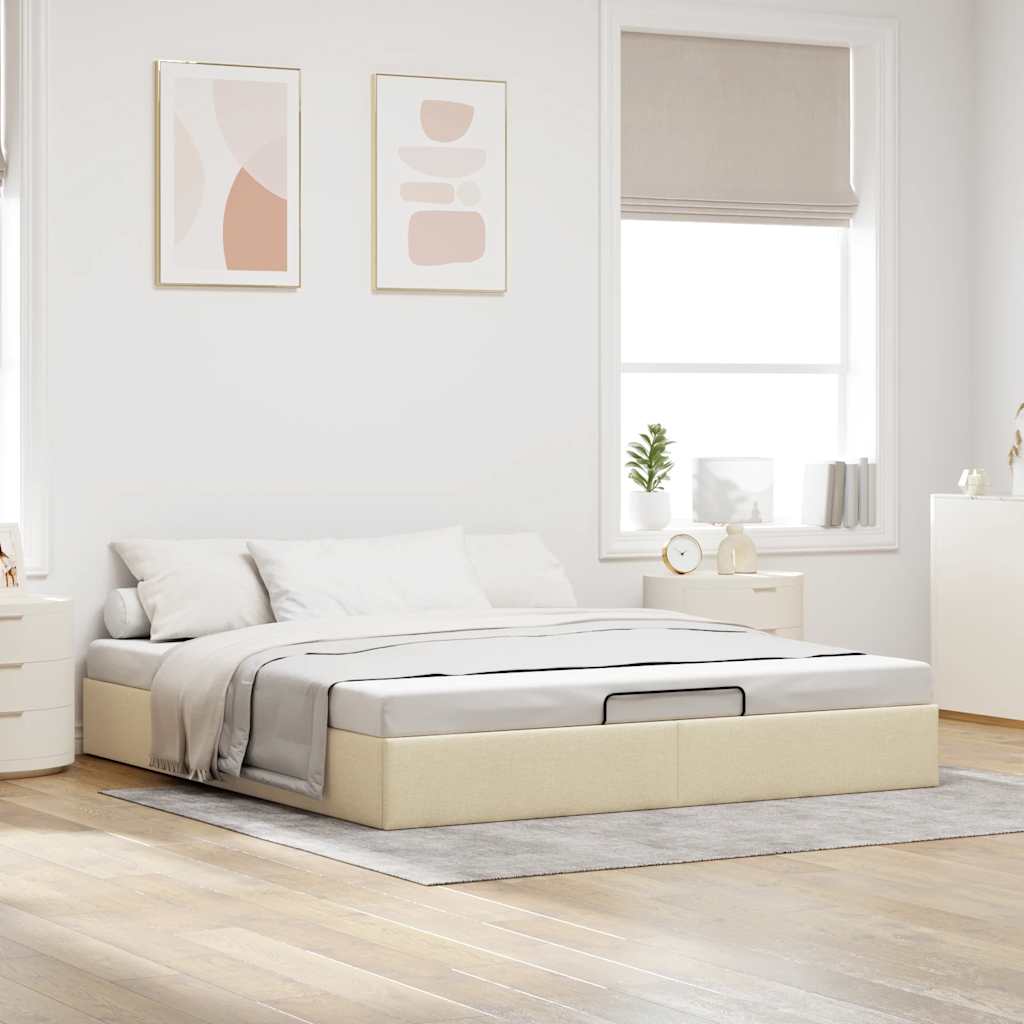 Bedframe zonder matras 160x200 cm stof crèmekleurig is nu te koop bij PeponiXL, paradijselijk wonen!
