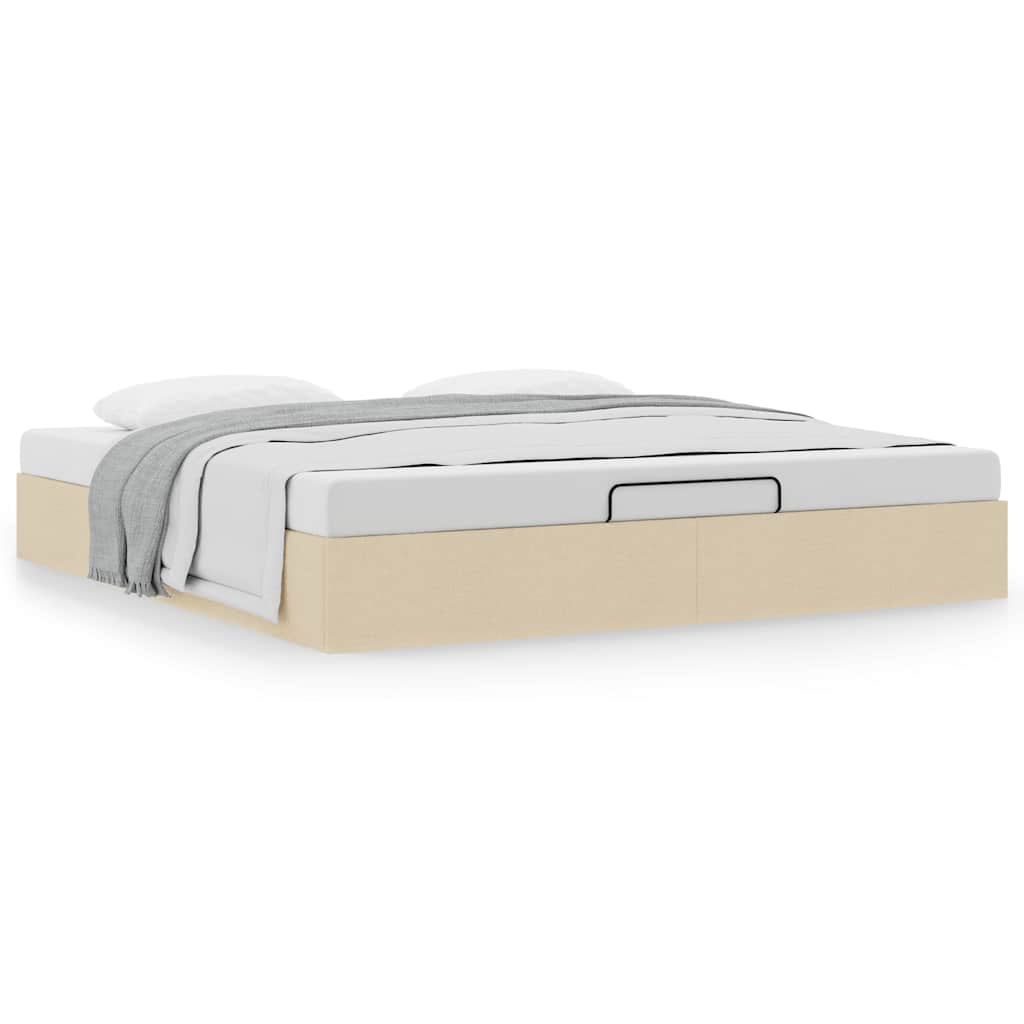 Bedframe zonder matras 160x200 cm stof crèmekleurig is nu te koop bij PeponiXL, paradijselijk wonen!
