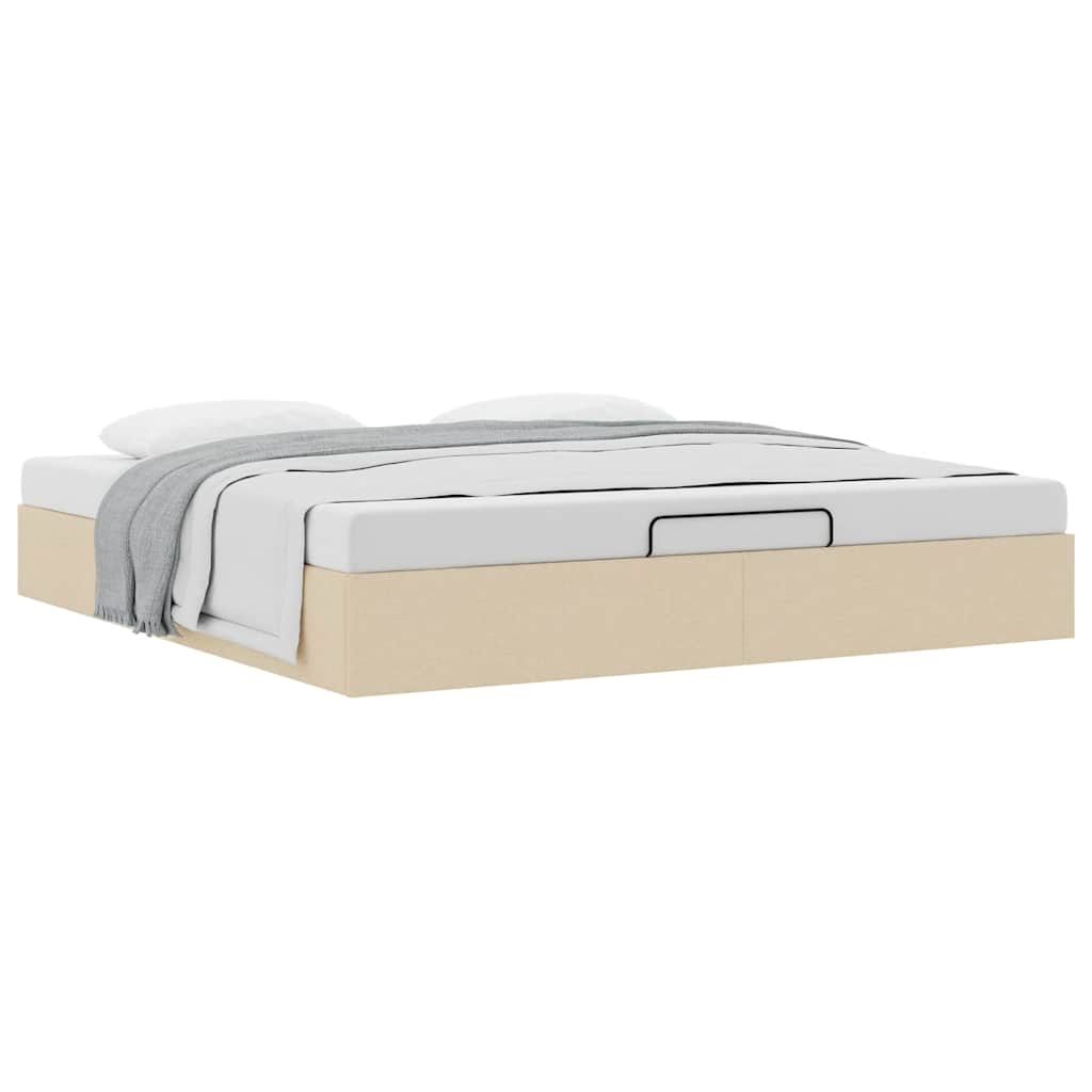 Bedframe zonder matras 160x200 cm stof crèmekleurig is nu te koop bij PeponiXL, paradijselijk wonen!