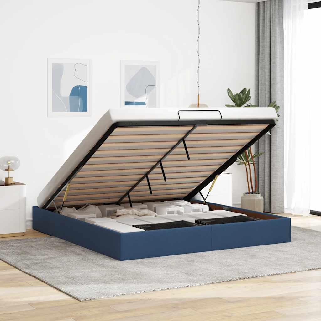 Bedframe zonder matras 160x200 cm stof blauw is nu te koop bij PeponiXL, paradijselijk wonen!