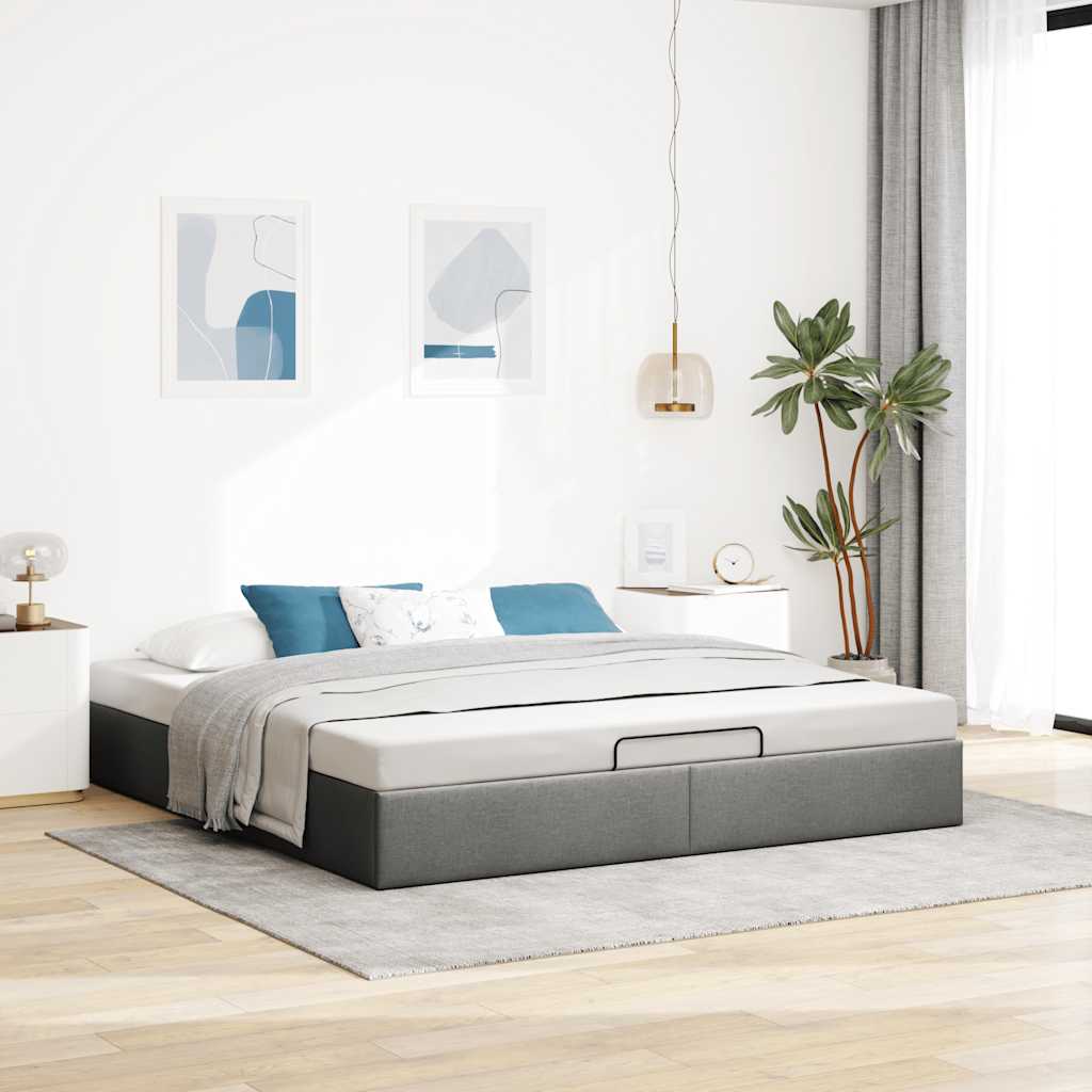 Bedframe zonder matras 180x200 cm stof donkergrijs is nu te koop bij PeponiXL, paradijselijk wonen!