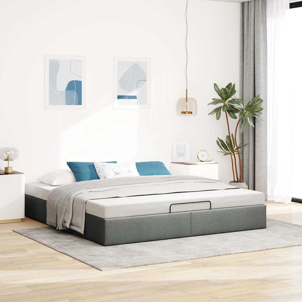 Bedframe zonder matras 200x200 cm stof donkergrijs is nu te koop bij PeponiXL, paradijselijk wonen!