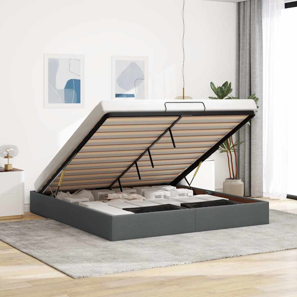 Bedframe zonder matras 200x200 cm stof donkergrijs is nu te koop bij PeponiXL, paradijselijk wonen!
