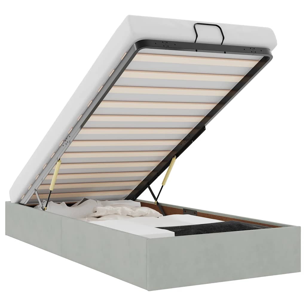Bedframe zonder matras 90x190 cm fluweel lichtgrijs is nu te koop bij PeponiXL, paradijselijk wonen!