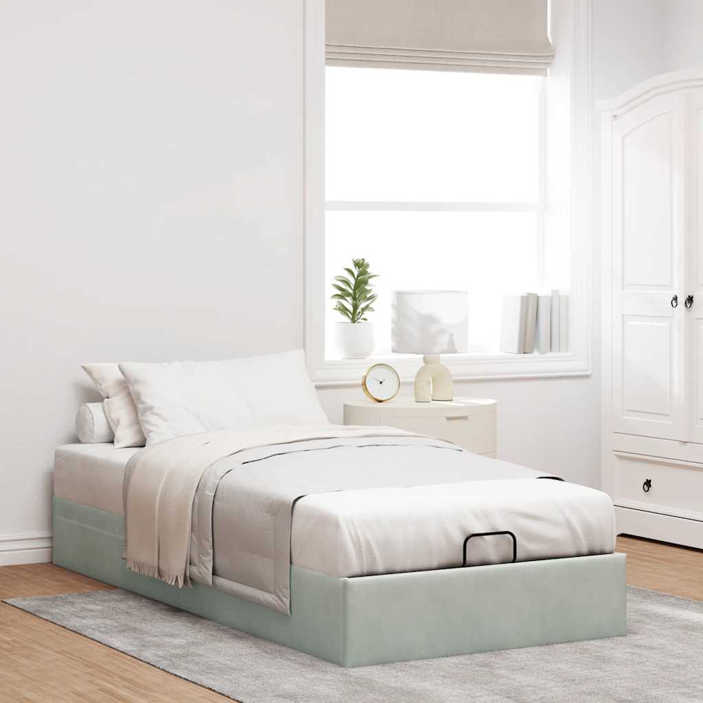 Bedframe zonder matras 90x190 cm fluweel lichtgrijs is nu te koop bij PeponiXL, paradijselijk wonen!