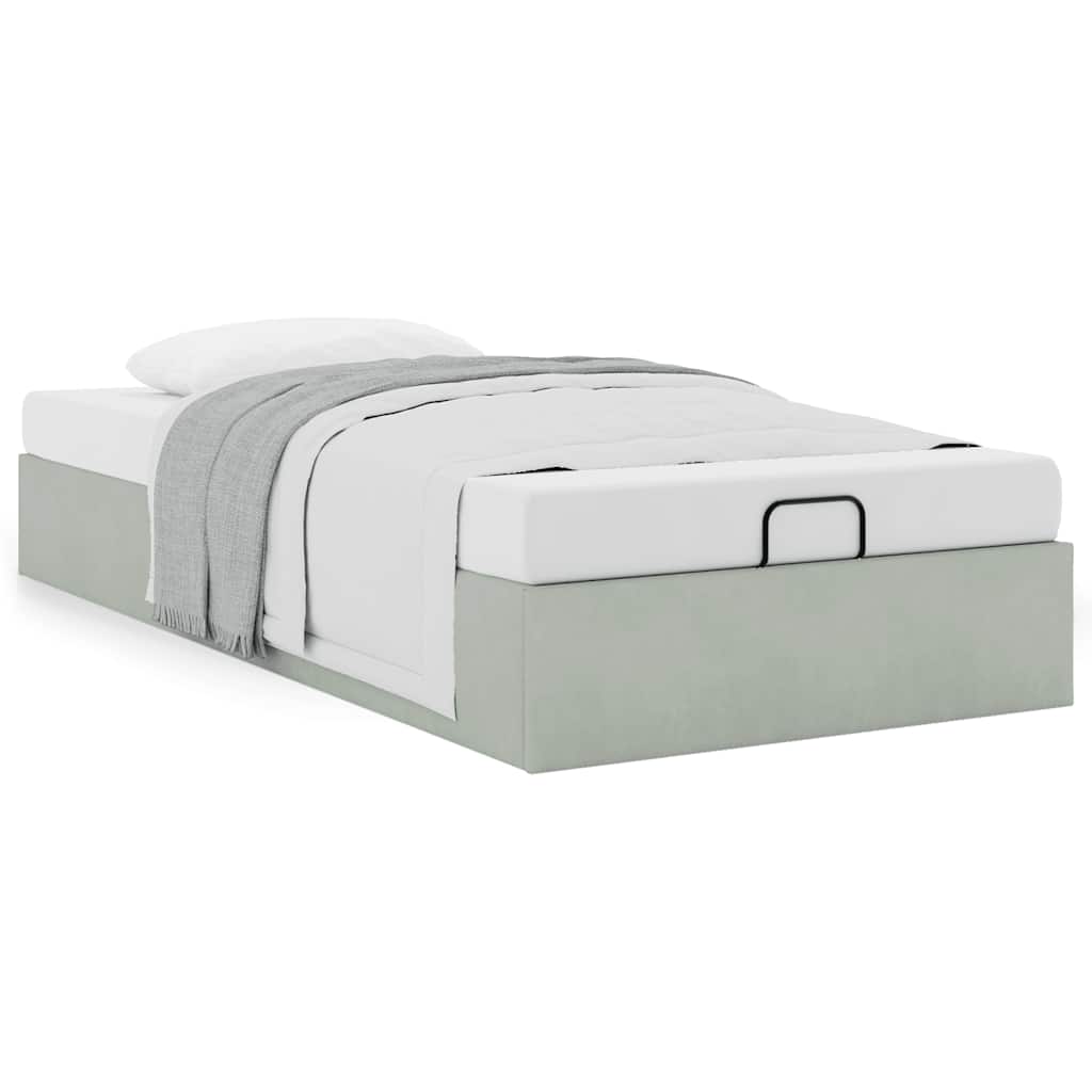 Bedframe zonder matras 90x190 cm fluweel lichtgrijs is nu te koop bij PeponiXL, paradijselijk wonen!