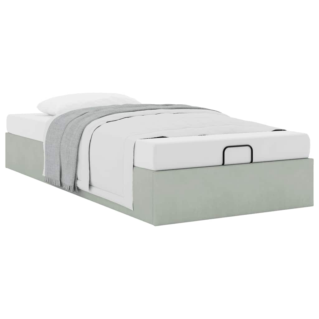 Bedframe zonder matras 90x190 cm fluweel lichtgrijs is nu te koop bij PeponiXL, paradijselijk wonen!