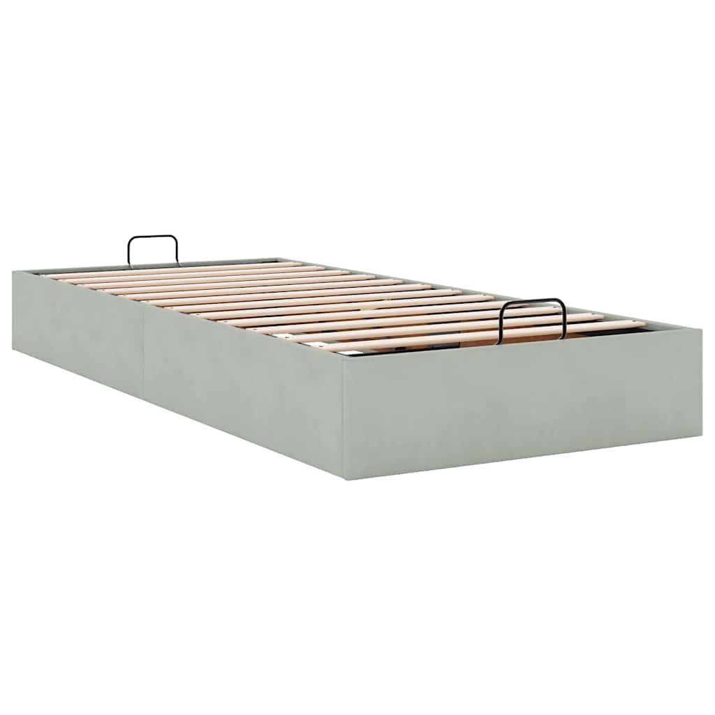 Bedframe zonder matras 90x190 cm fluweel lichtgrijs is nu te koop bij PeponiXL, paradijselijk wonen!