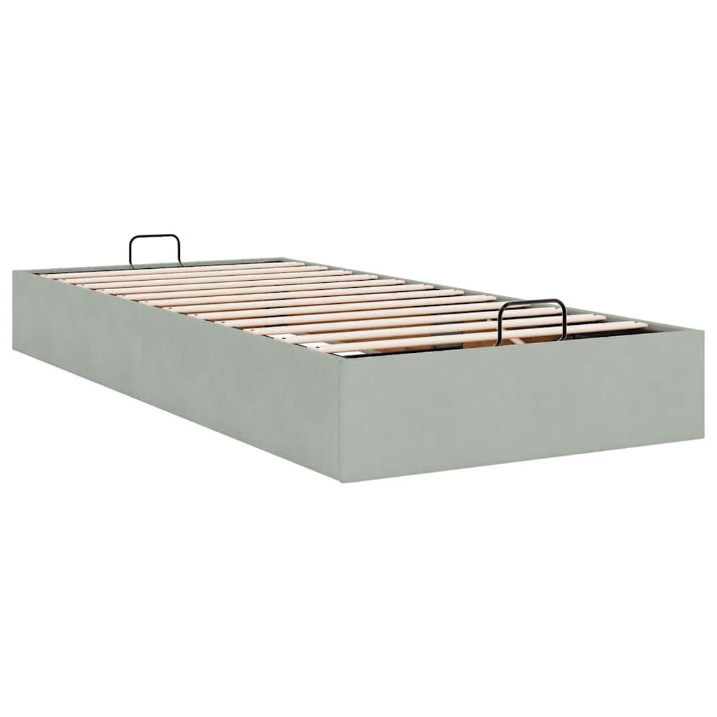 Bedframe zonder matras 90x190 cm fluweel lichtgrijs is nu te koop bij PeponiXL, paradijselijk wonen!