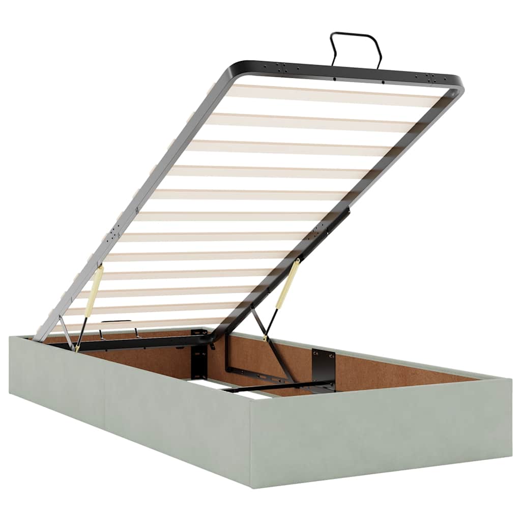 Bedframe zonder matras 90x190 cm fluweel lichtgrijs is nu te koop bij PeponiXL, paradijselijk wonen!