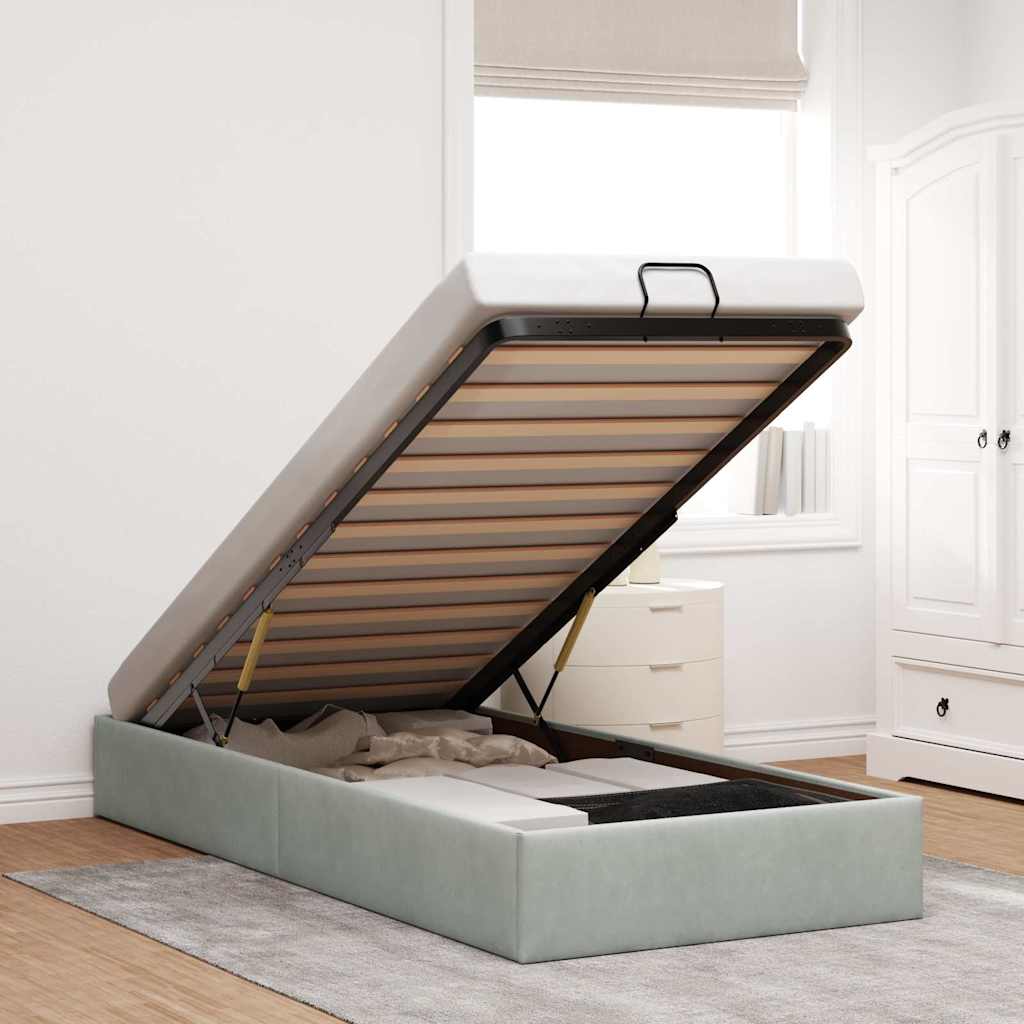 Bedframe zonder matras 90x190 cm fluweel lichtgrijs is nu te koop bij PeponiXL, paradijselijk wonen!