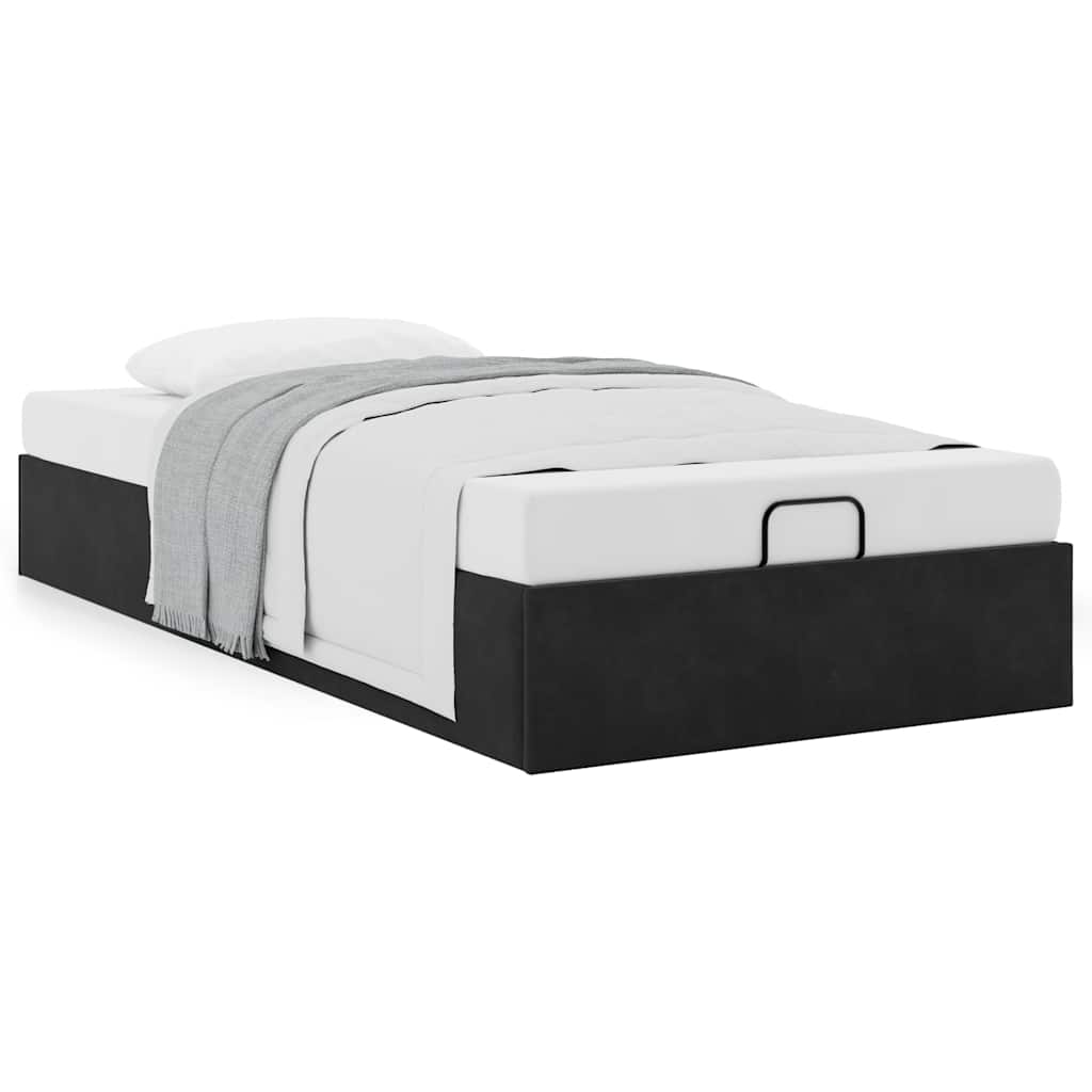 Bedframe zonder matras 90x190 cm fluweel zwart is nu te koop bij PeponiXL, paradijselijk wonen!