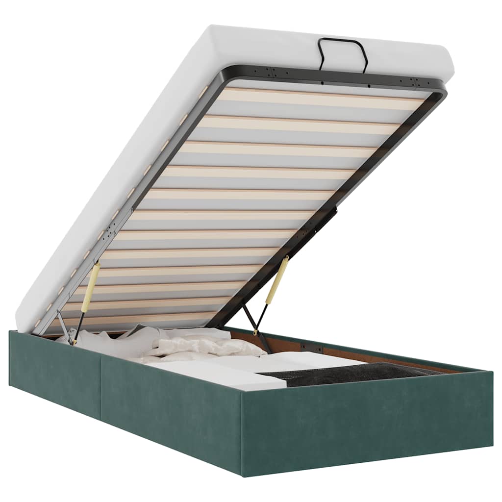 Bedframe zonder matras 90x190 cm fluweel donkergroen is nu te koop bij PeponiXL, paradijselijk wonen!