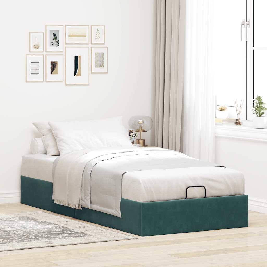 Bedframe zonder matras 90x190 cm fluweel donkergroen is nu te koop bij PeponiXL, paradijselijk wonen!
