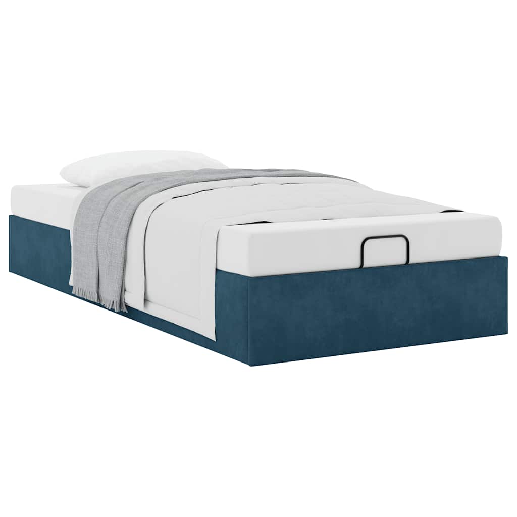Bedframe zonder matras 90x190 cm fluweel donkerblauw is nu te koop bij PeponiXL, paradijselijk wonen!