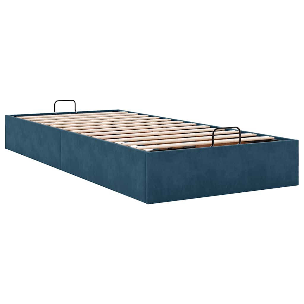 Bedframe zonder matras 90x190 cm fluweel donkerblauw is nu te koop bij PeponiXL, paradijselijk wonen!