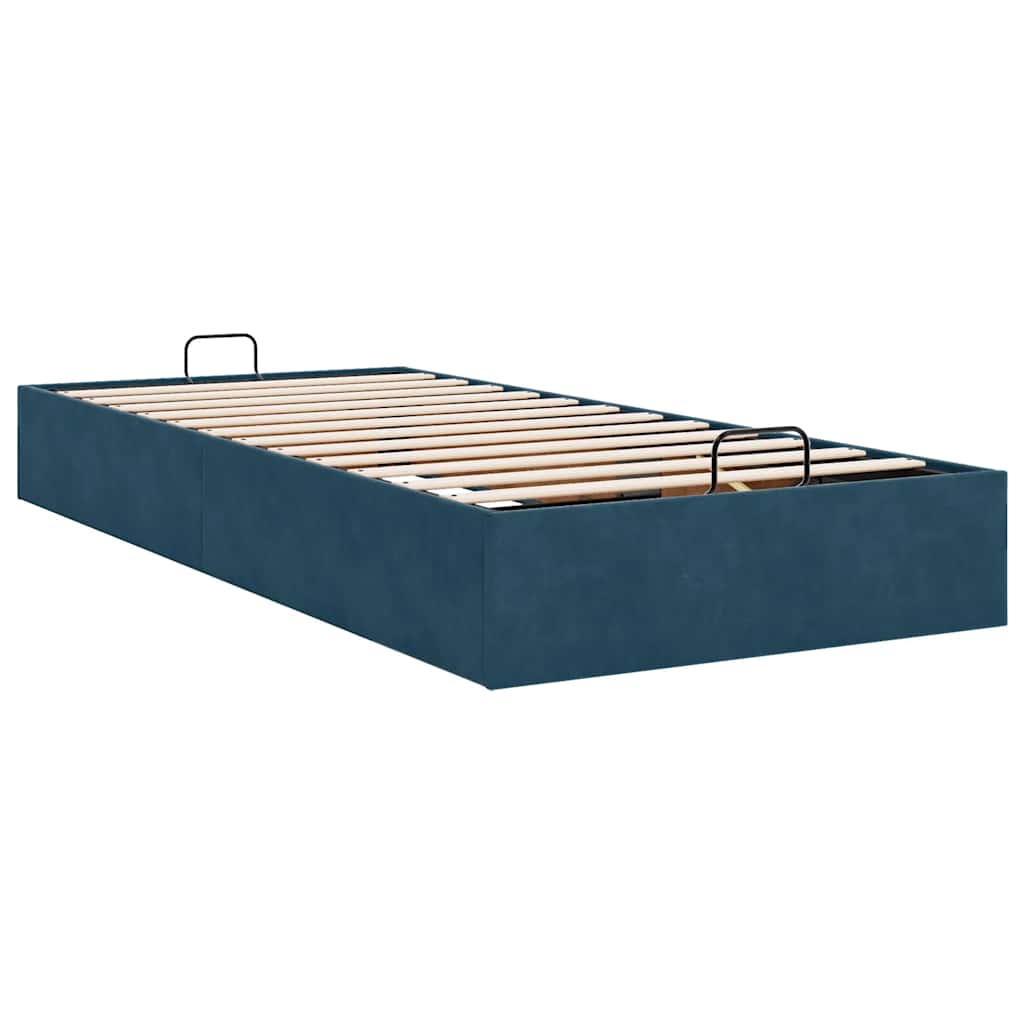 Bedframe zonder matras 90x190 cm fluweel donkerblauw is nu te koop bij PeponiXL, paradijselijk wonen!