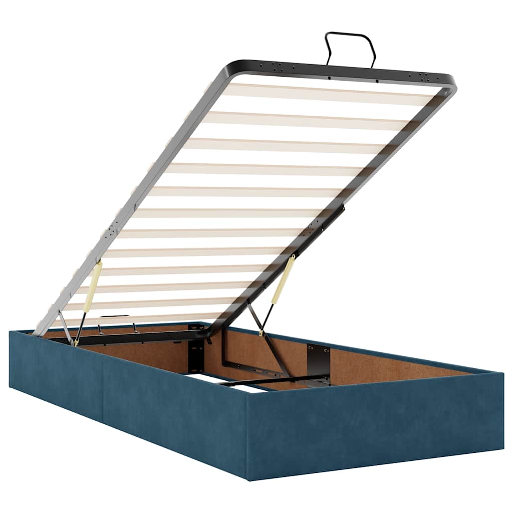 Bedframe zonder matras 90x190 cm fluweel donkerblauw is nu te koop bij PeponiXL, paradijselijk wonen!