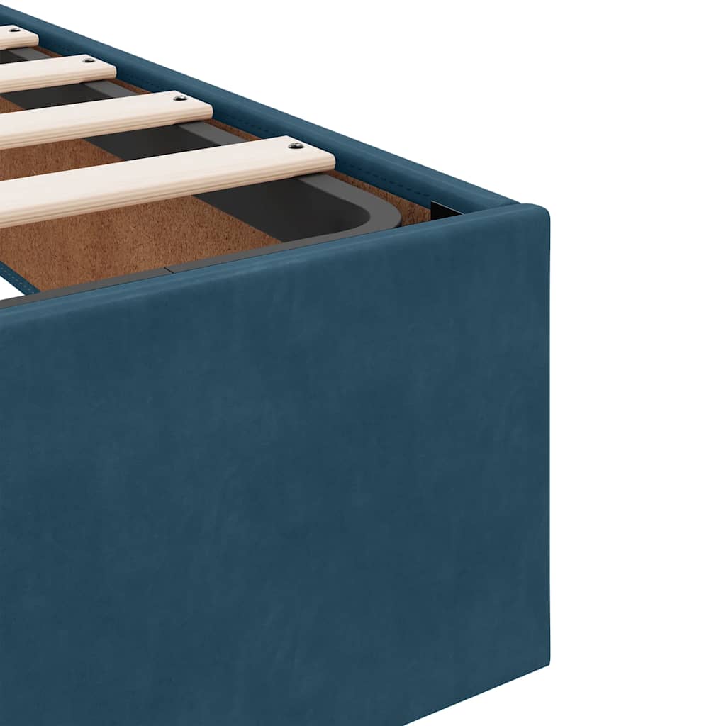 Bedframe zonder matras 90x190 cm fluweel donkerblauw is nu te koop bij PeponiXL, paradijselijk wonen!