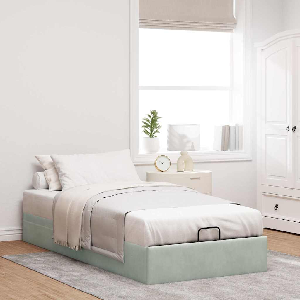 Bedframe zonder matras 90x200 cm fluweel lichtgrijs is nu te koop bij PeponiXL, paradijselijk wonen!