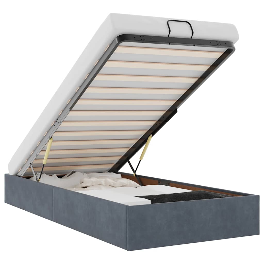 Bedframe zonder matras 90x200 cm fluweel donkergrijs is nu te koop bij PeponiXL, paradijselijk wonen!