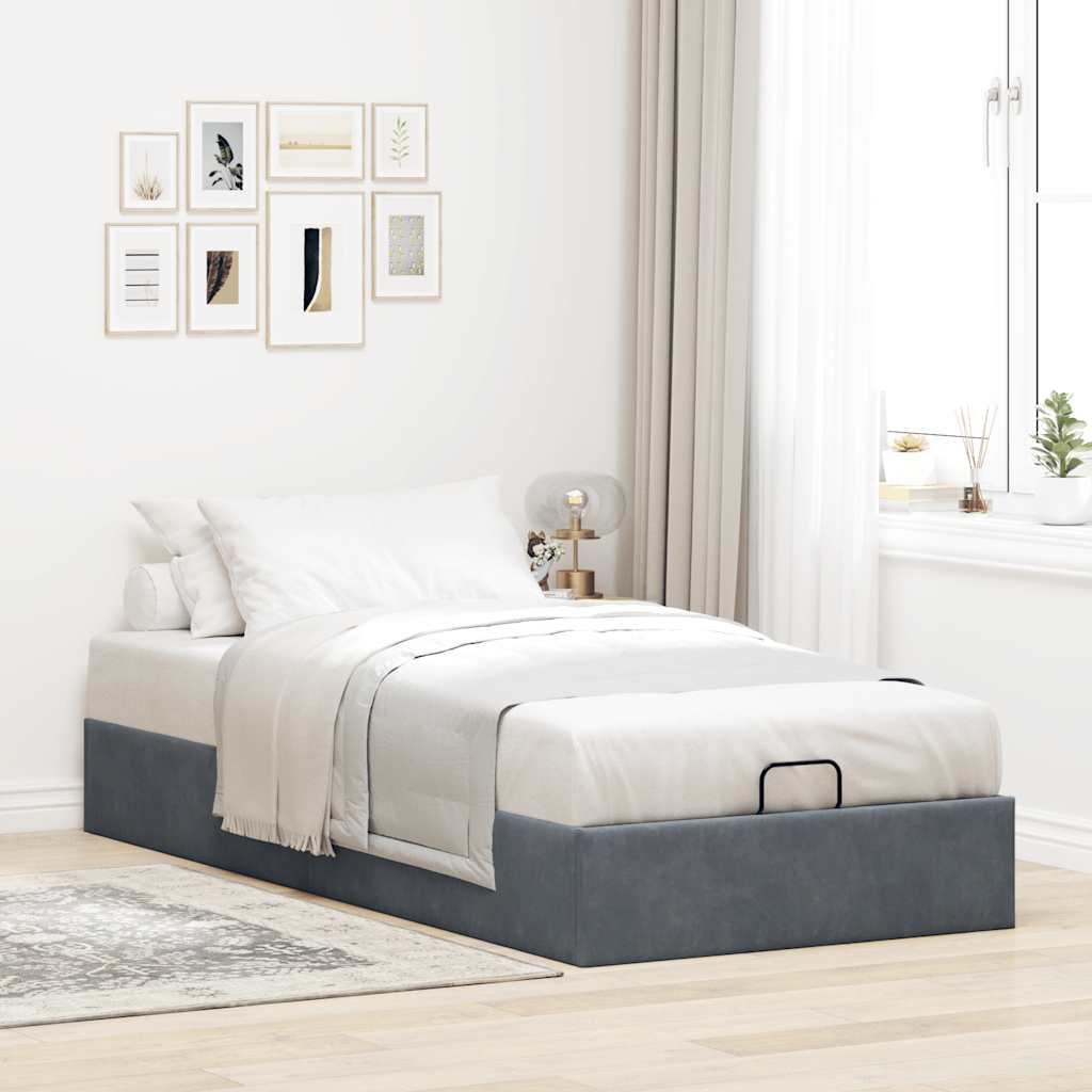 Bedframe zonder matras 90x200 cm fluweel donkergrijs is nu te koop bij PeponiXL, paradijselijk wonen!