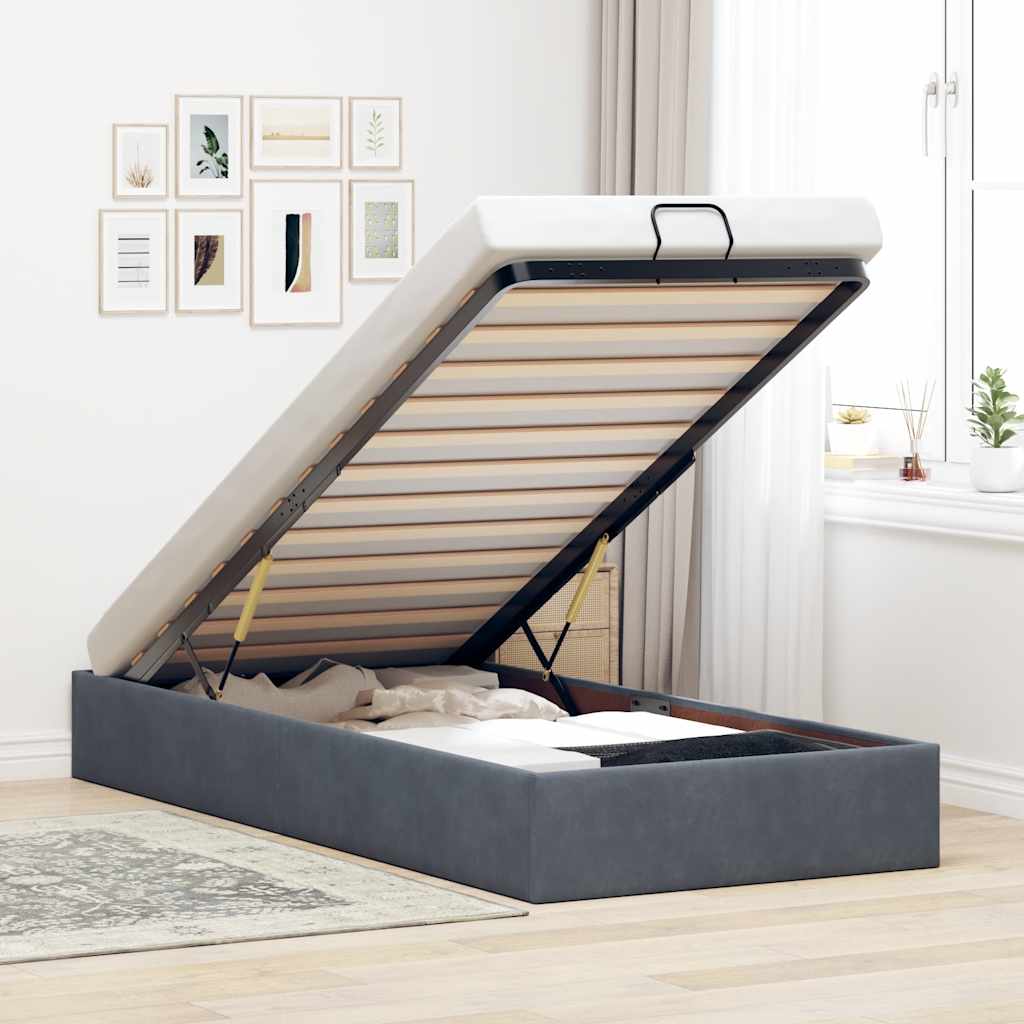 Bedframe zonder matras 90x200 cm fluweel donkergrijs is nu te koop bij PeponiXL, paradijselijk wonen!