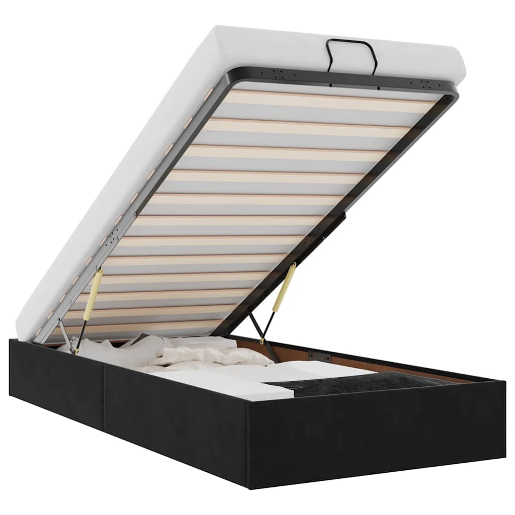 Bedframe zonder matras 90x200 cm fluweel zwart is nu te koop bij PeponiXL, paradijselijk wonen!