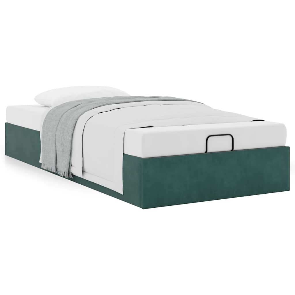 Bedframe zonder matras 90x200 cm fluweel donkergroen is nu te koop bij PeponiXL, paradijselijk wonen!