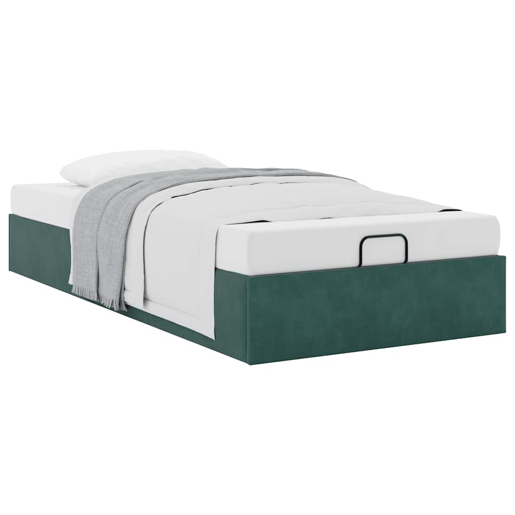 Bedframe zonder matras 90x200 cm fluweel donkergroen is nu te koop bij PeponiXL, paradijselijk wonen!