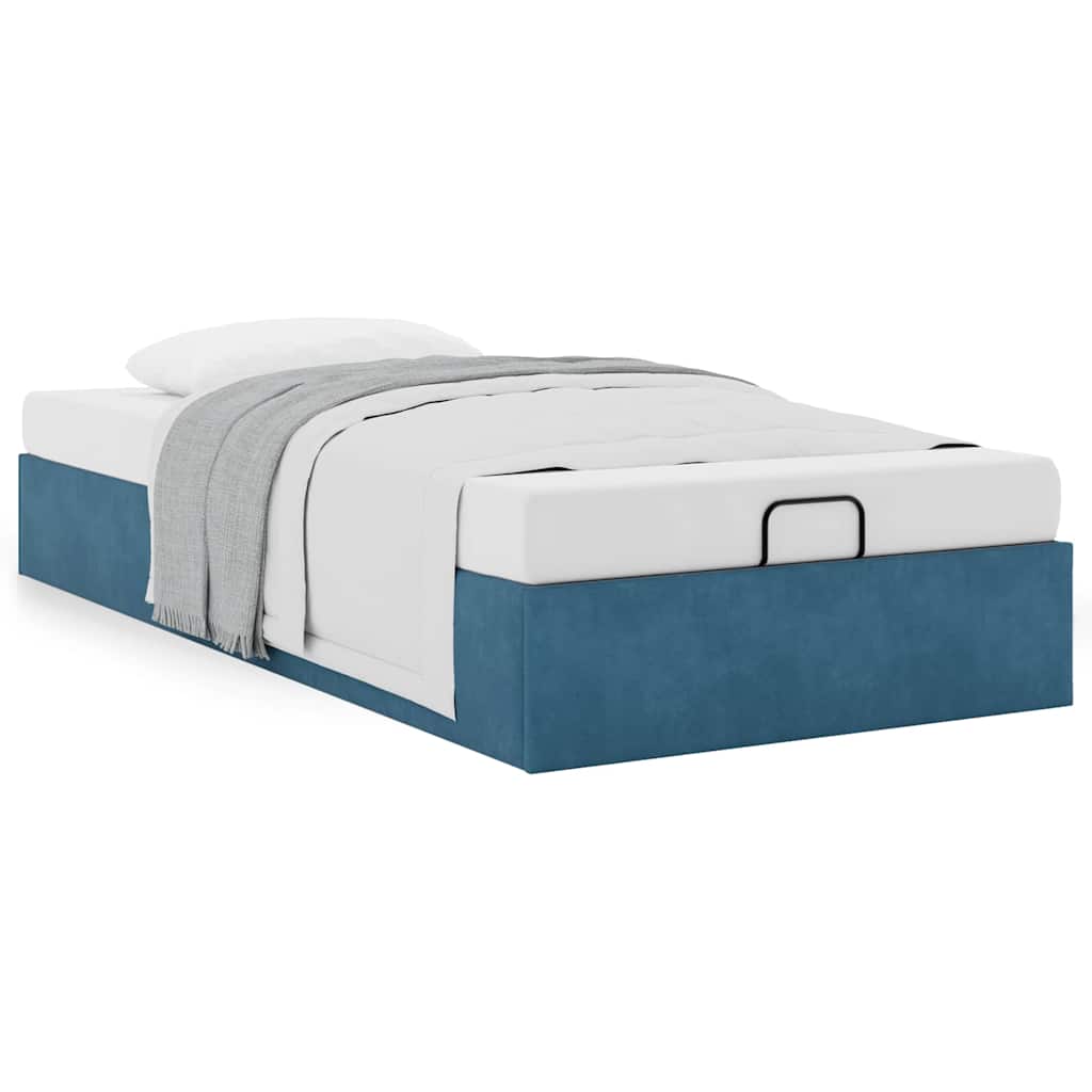 Bedframe zonder matras 90x200 cm fluweel donkerblauw is nu te koop bij PeponiXL, paradijselijk wonen!