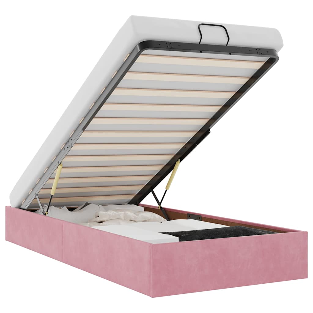 Bedframe zonder matras 90x200 cm fluweel roze is nu te koop bij PeponiXL, paradijselijk wonen!