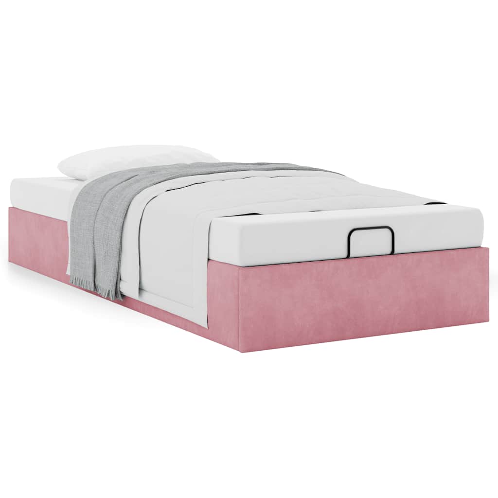 Bedframe zonder matras 90x200 cm fluweel roze is nu te koop bij PeponiXL, paradijselijk wonen!