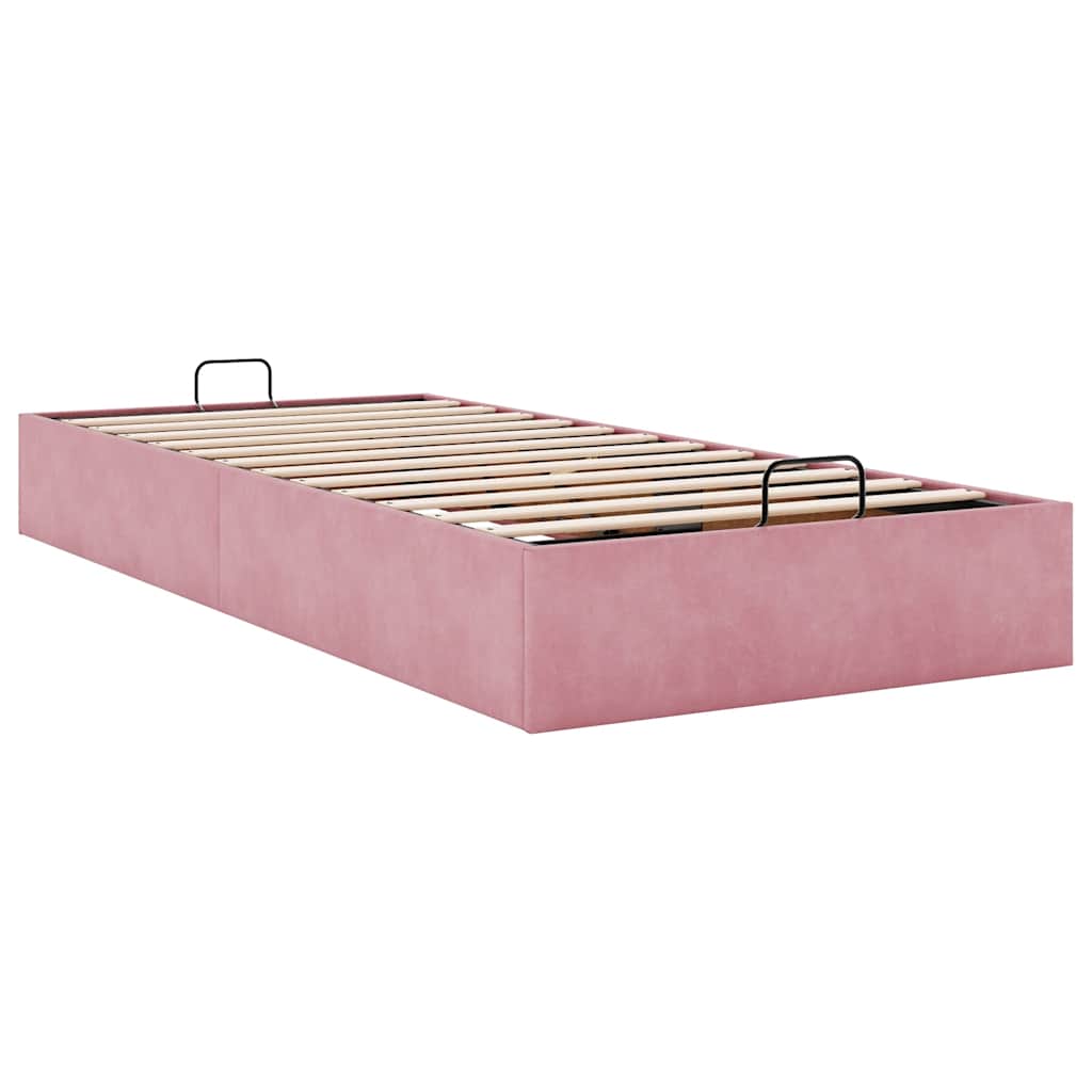 Bedframe zonder matras 90x200 cm fluweel roze is nu te koop bij PeponiXL, paradijselijk wonen!