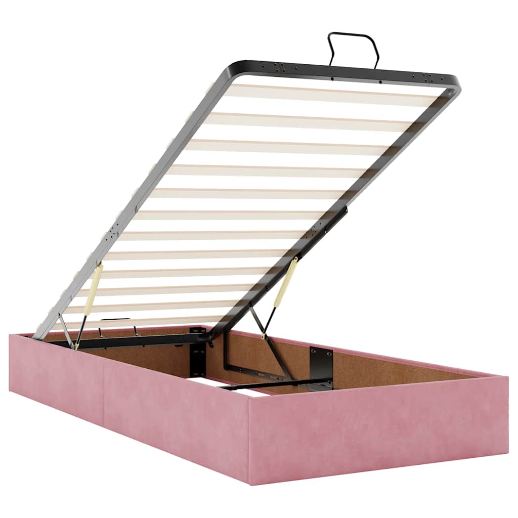 Bedframe zonder matras 90x200 cm fluweel roze is nu te koop bij PeponiXL, paradijselijk wonen!