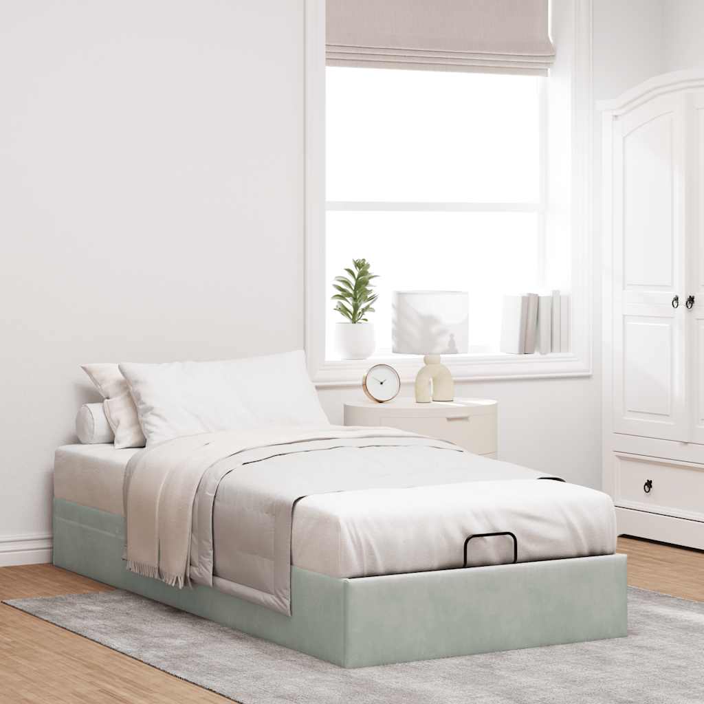 Bedframe zonder matras 100x200 cm fluweel lichtgrijs is nu te koop bij PeponiXL, paradijselijk wonen!