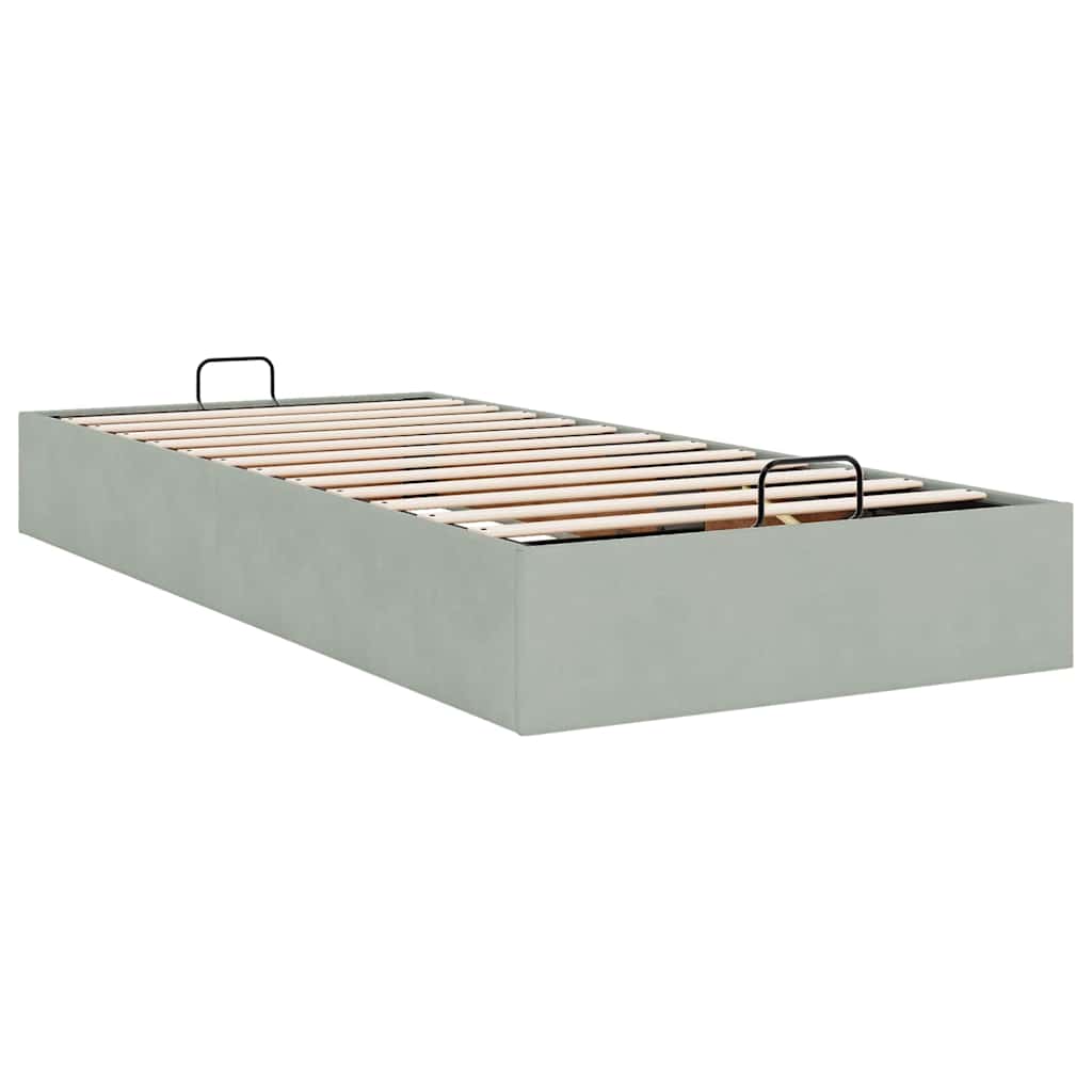 Bedframe zonder matras 100x200 cm fluweel lichtgrijs is nu te koop bij PeponiXL, paradijselijk wonen!