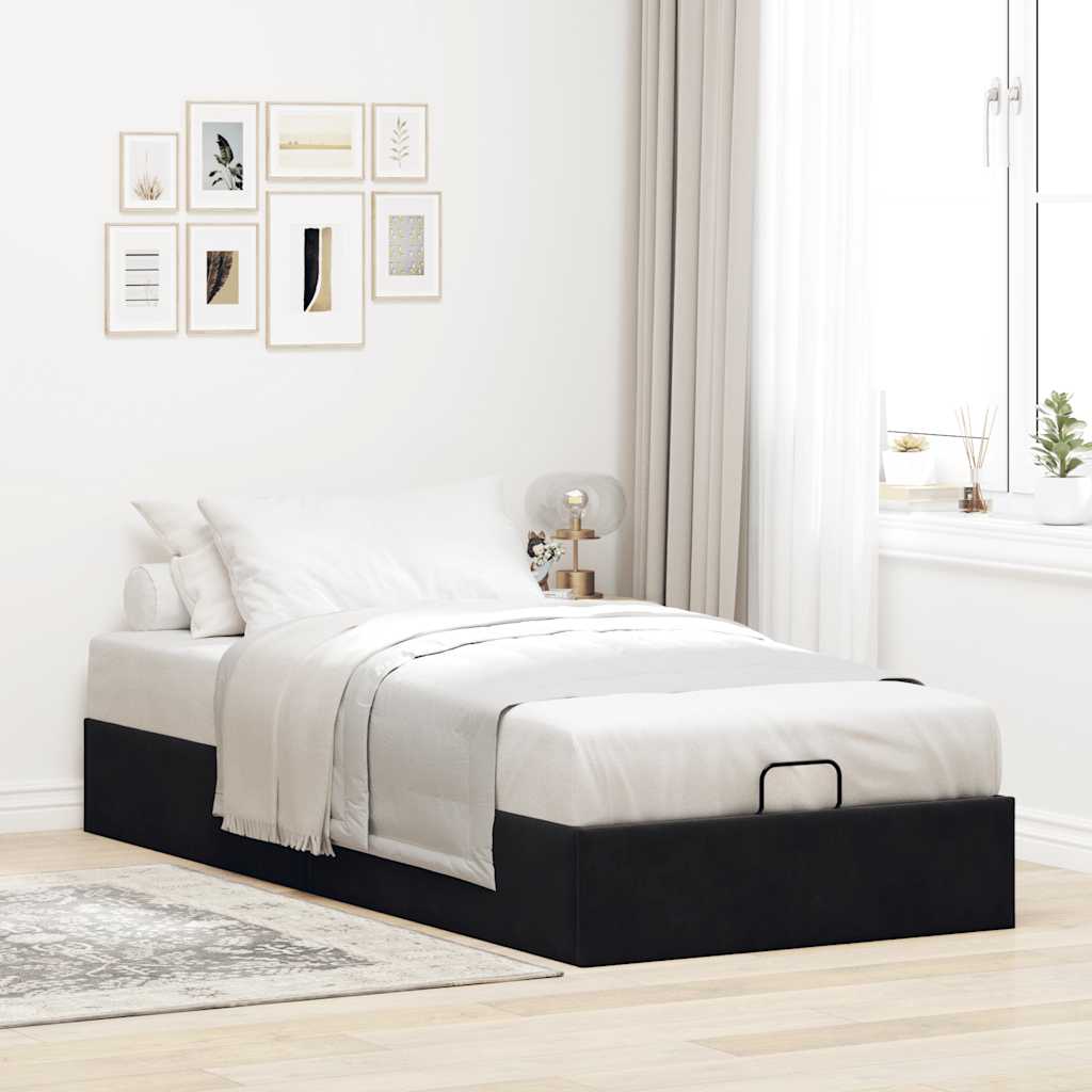 Bedframe zonder matras 100x200 cm fluweel zwart is nu te koop bij PeponiXL, paradijselijk wonen!