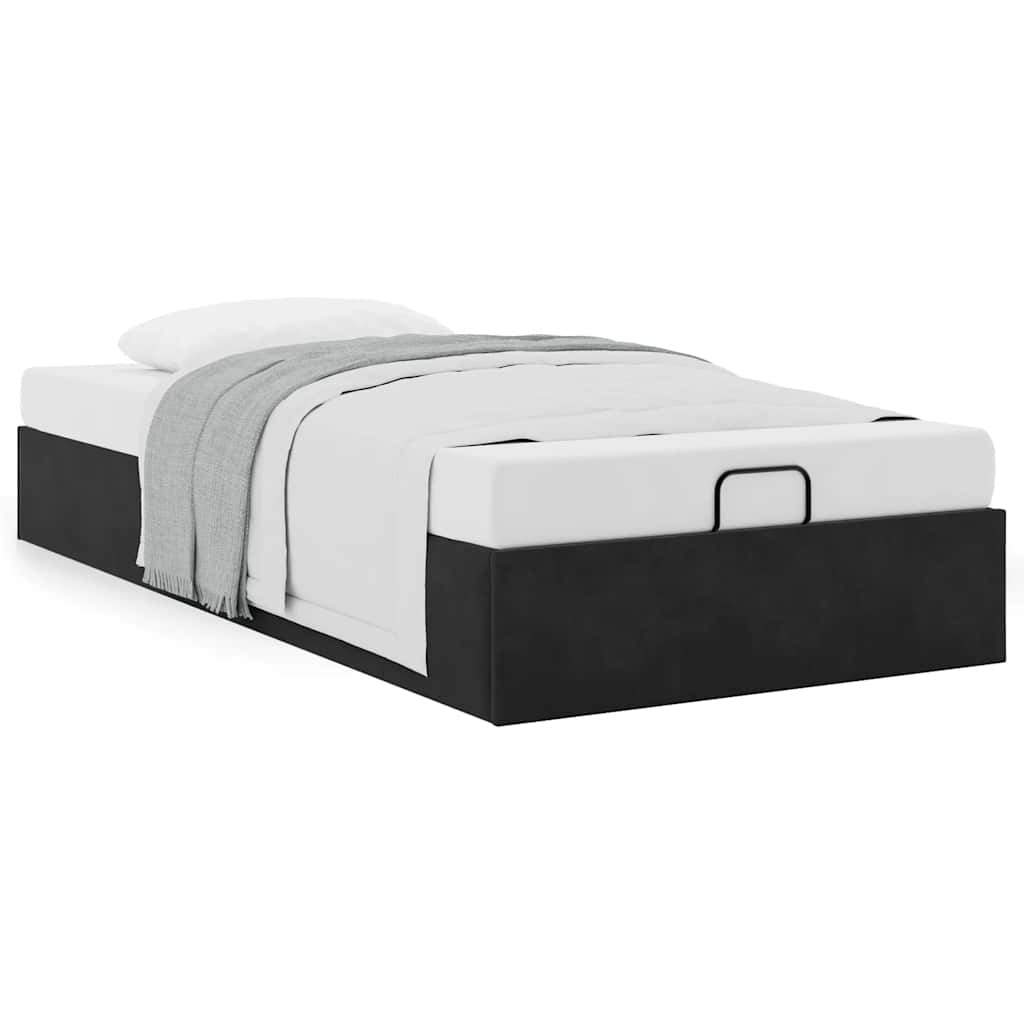 Bedframe zonder matras 100x200 cm fluweel zwart is nu te koop bij PeponiXL, paradijselijk wonen!