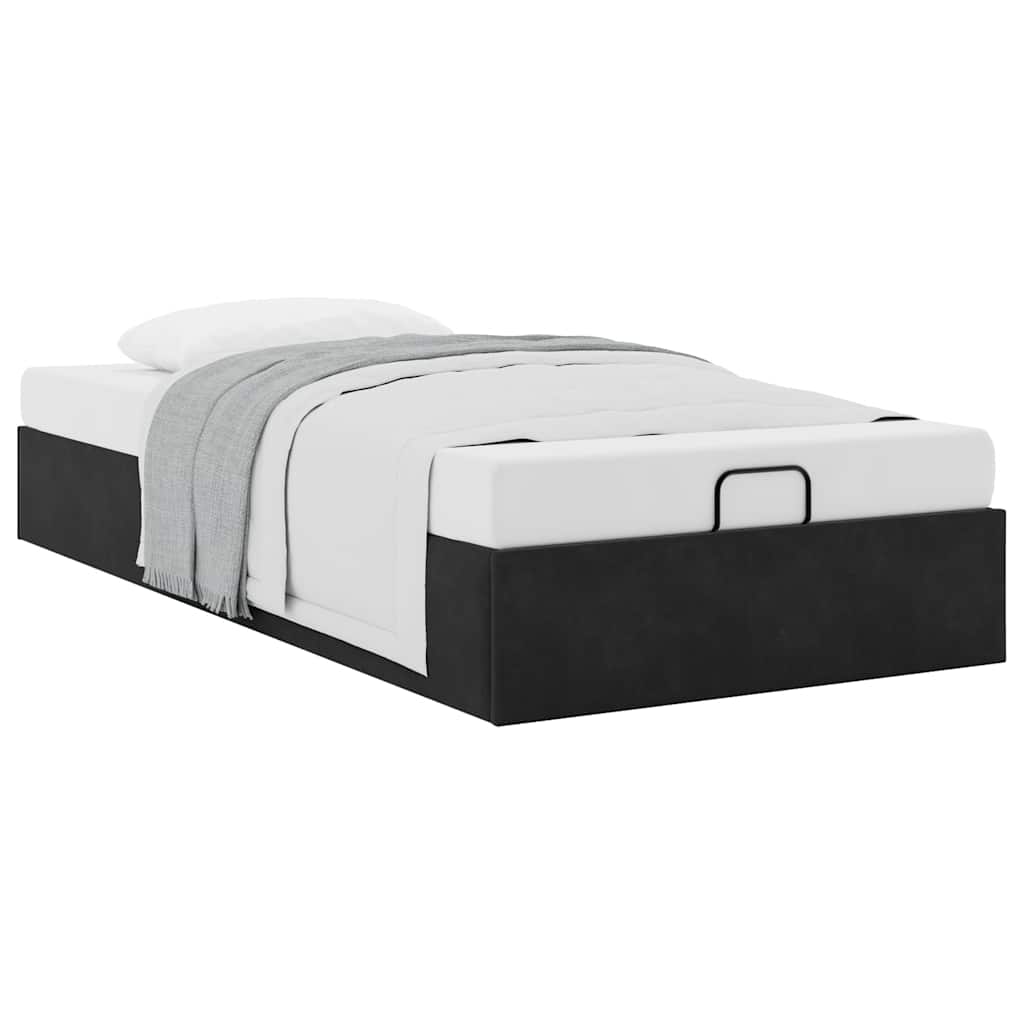 Bedframe zonder matras 100x200 cm fluweel zwart is nu te koop bij PeponiXL, paradijselijk wonen!