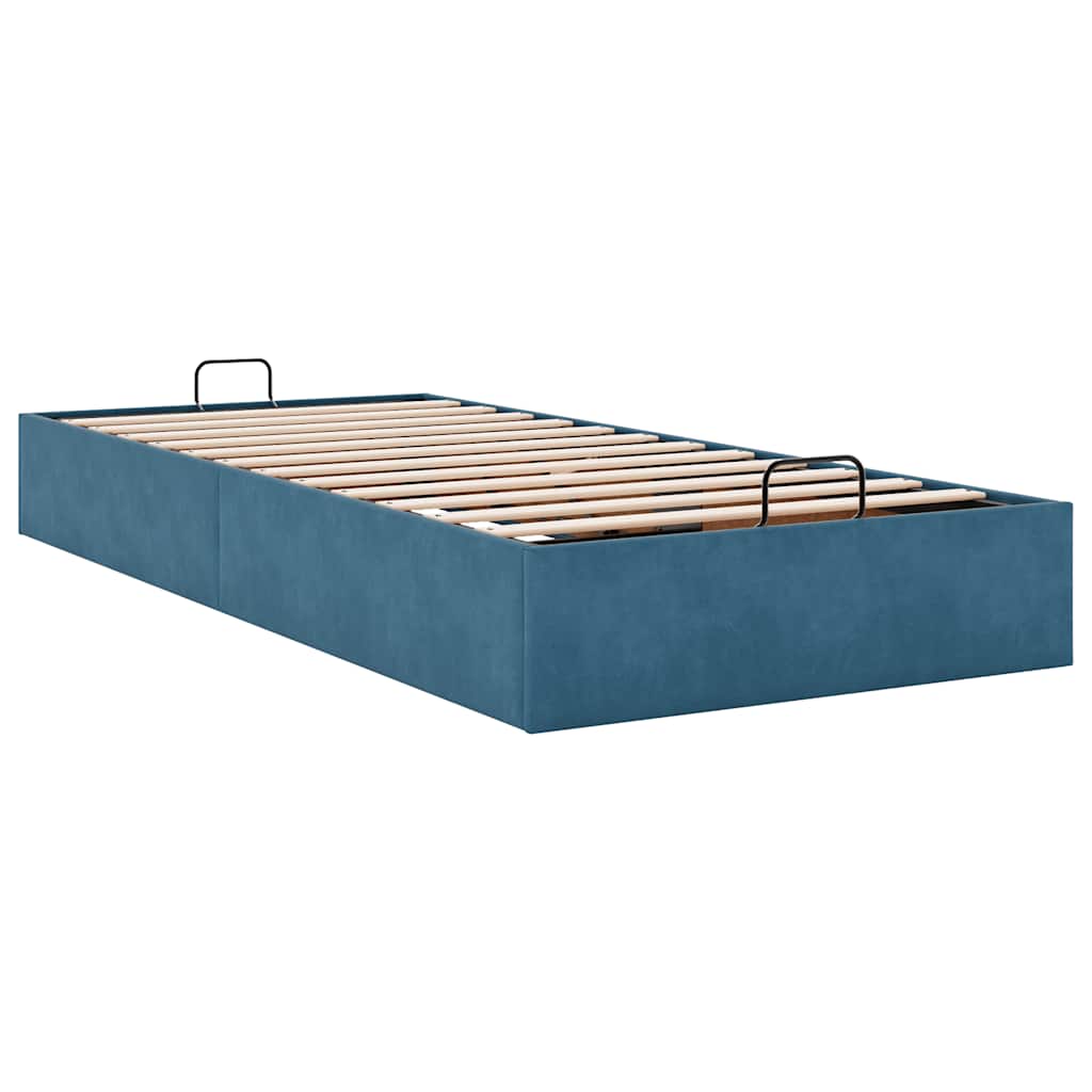 Bedframe zonder matras 100x200 cm fluweel donkerblauw is nu te koop bij PeponiXL, paradijselijk wonen!