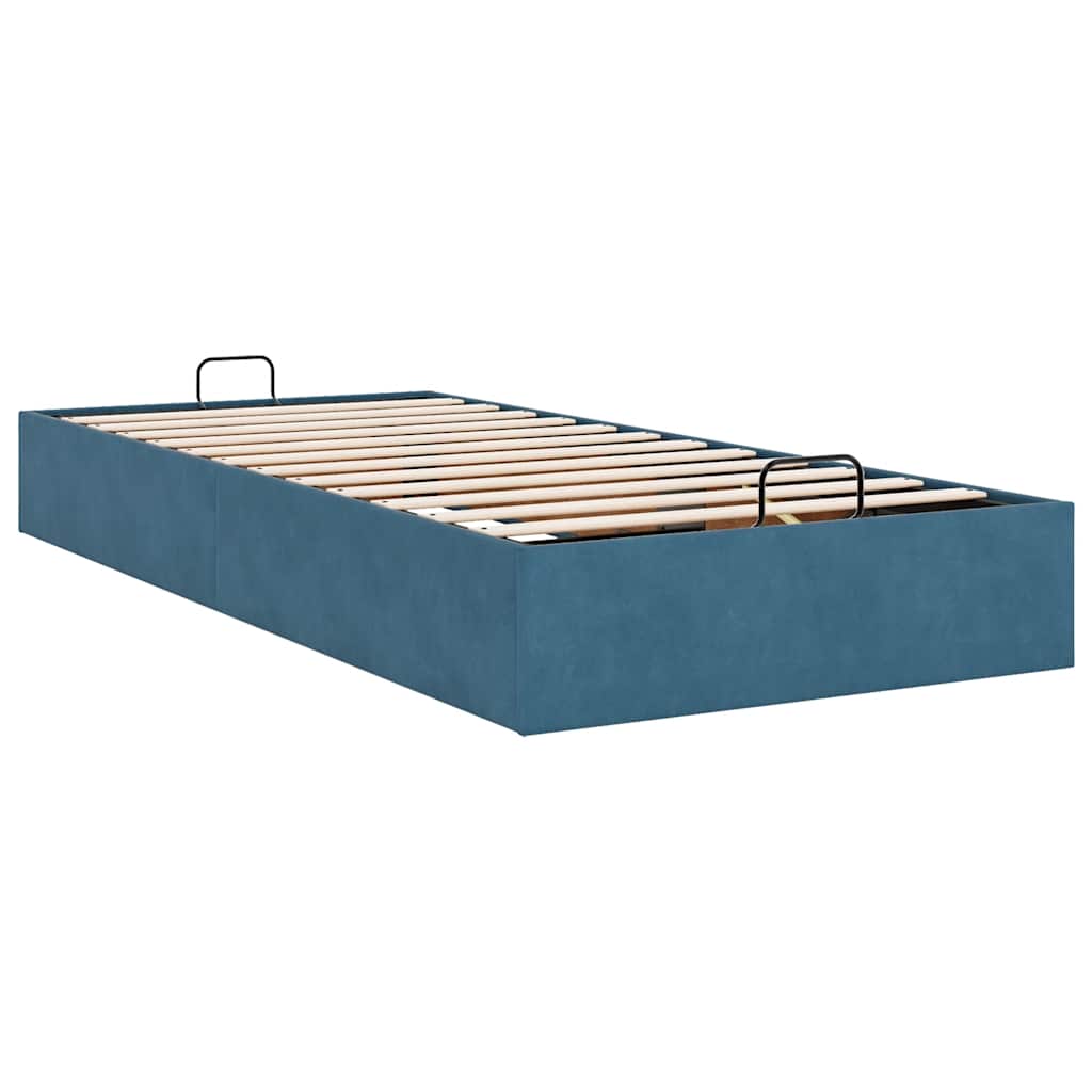 Bedframe zonder matras 100x200 cm fluweel donkerblauw is nu te koop bij PeponiXL, paradijselijk wonen!