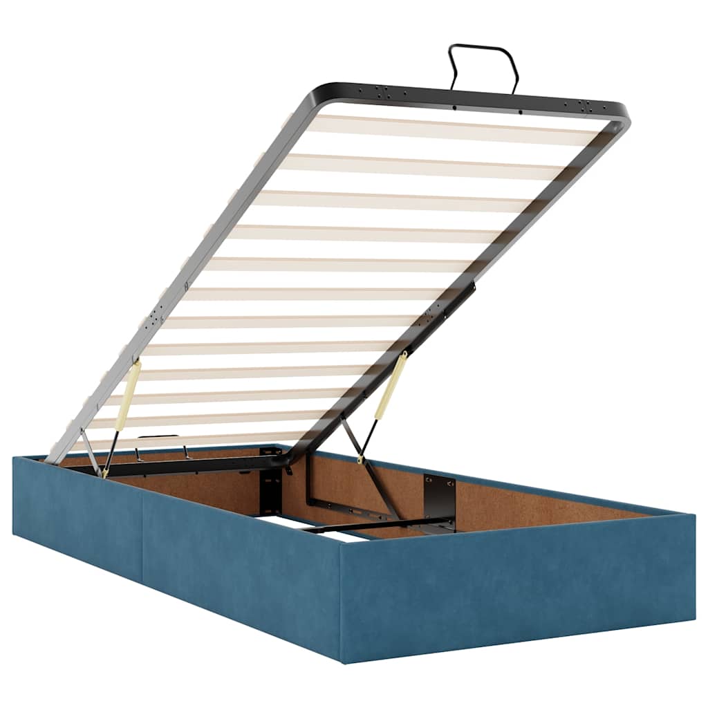 Bedframe zonder matras 100x200 cm fluweel donkerblauw is nu te koop bij PeponiXL, paradijselijk wonen!