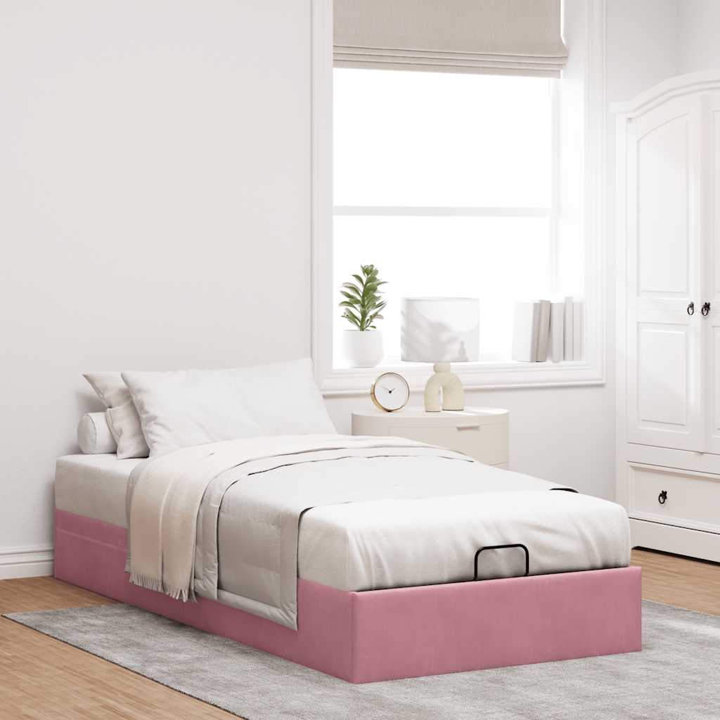 Bedframe zonder matras 100x200 cm fluweel roze is nu te koop bij PeponiXL, paradijselijk wonen!