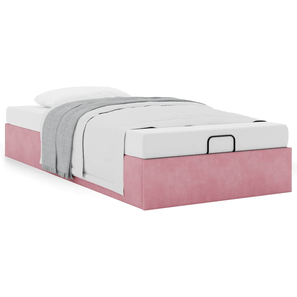 Bedframe zonder matras 100x200 cm fluweel roze is nu te koop bij PeponiXL, paradijselijk wonen!