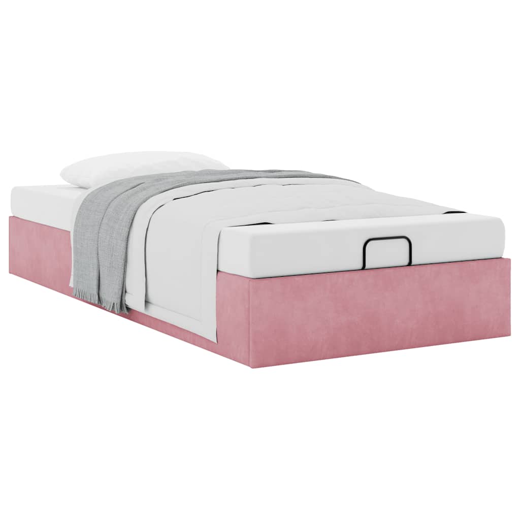 Bedframe zonder matras 100x200 cm fluweel roze is nu te koop bij PeponiXL, paradijselijk wonen!
