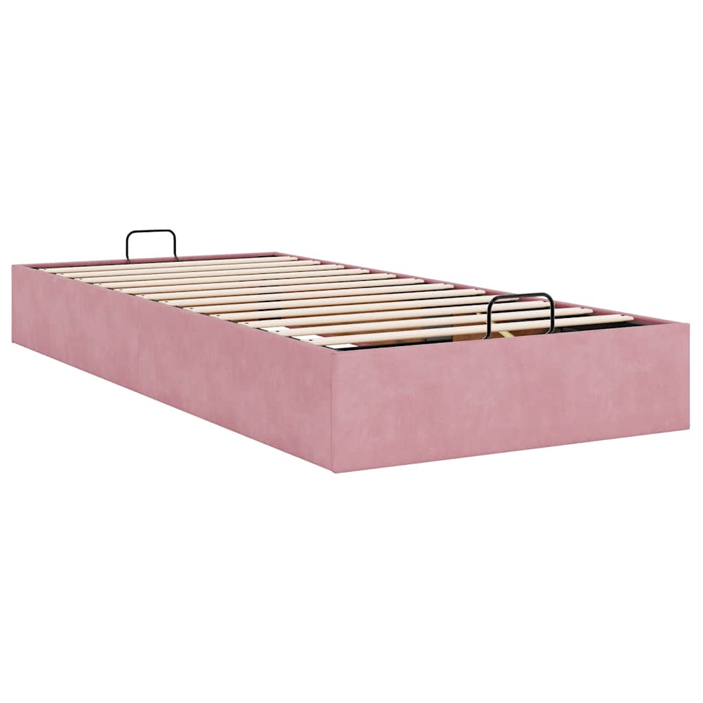 Bedframe zonder matras 100x200 cm fluweel roze is nu te koop bij PeponiXL, paradijselijk wonen!