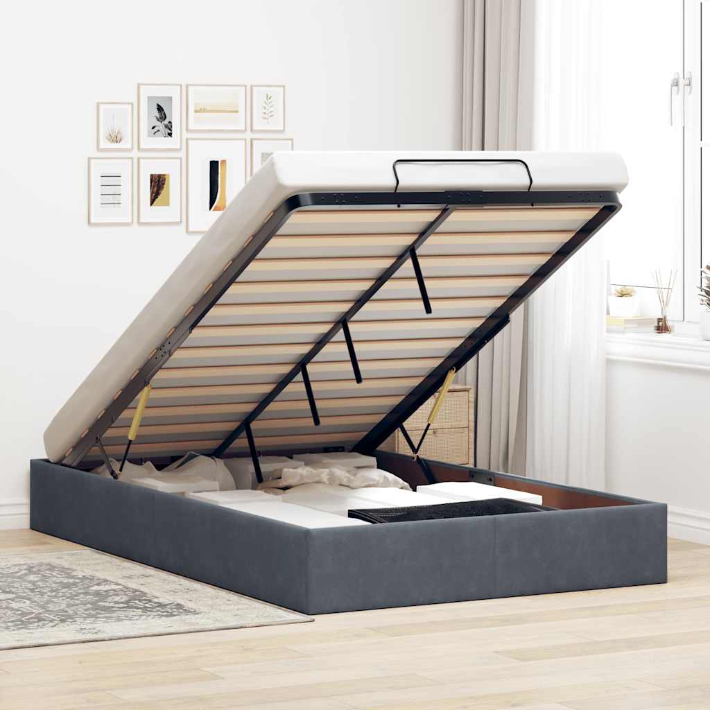 Bedframe zonder matras 120x190 cm fluweel donkergrijs is nu te koop bij PeponiXL, paradijselijk wonen!