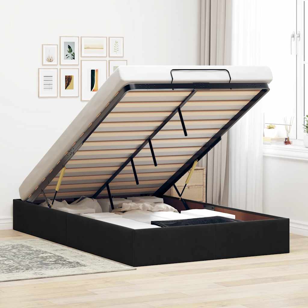 Bedframe zonder matras 120x190 cm fluweel zwart is nu te koop bij PeponiXL, paradijselijk wonen!