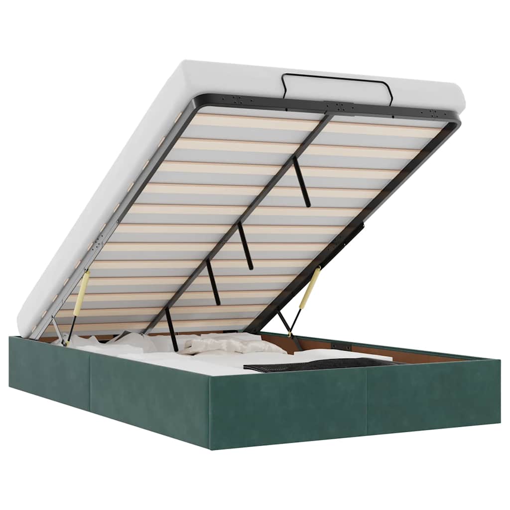 Bedframe zonder matras 120x190 cm fluweel donkergroen is nu te koop bij PeponiXL, paradijselijk wonen!